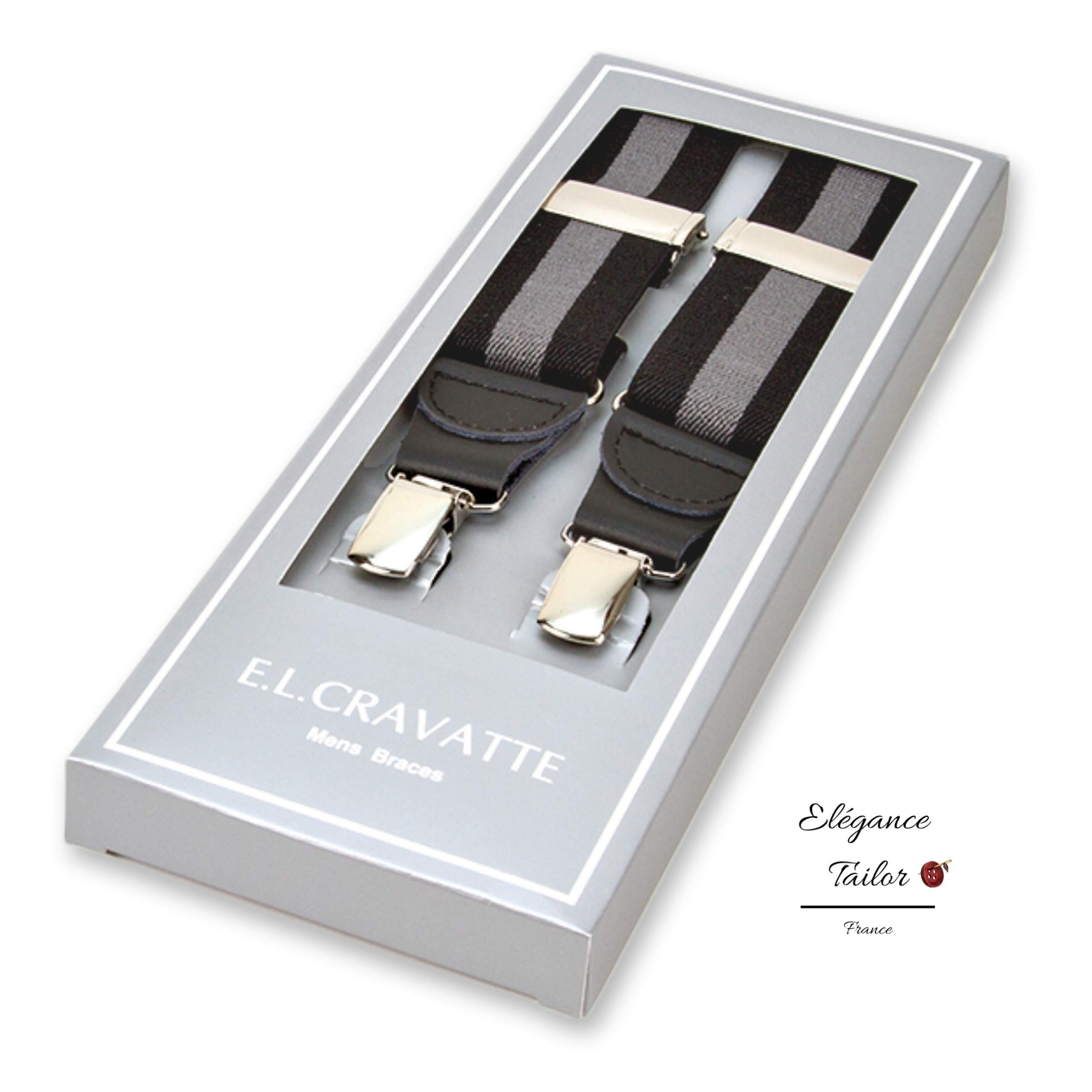 Bretelles Rayures Noir et Gris