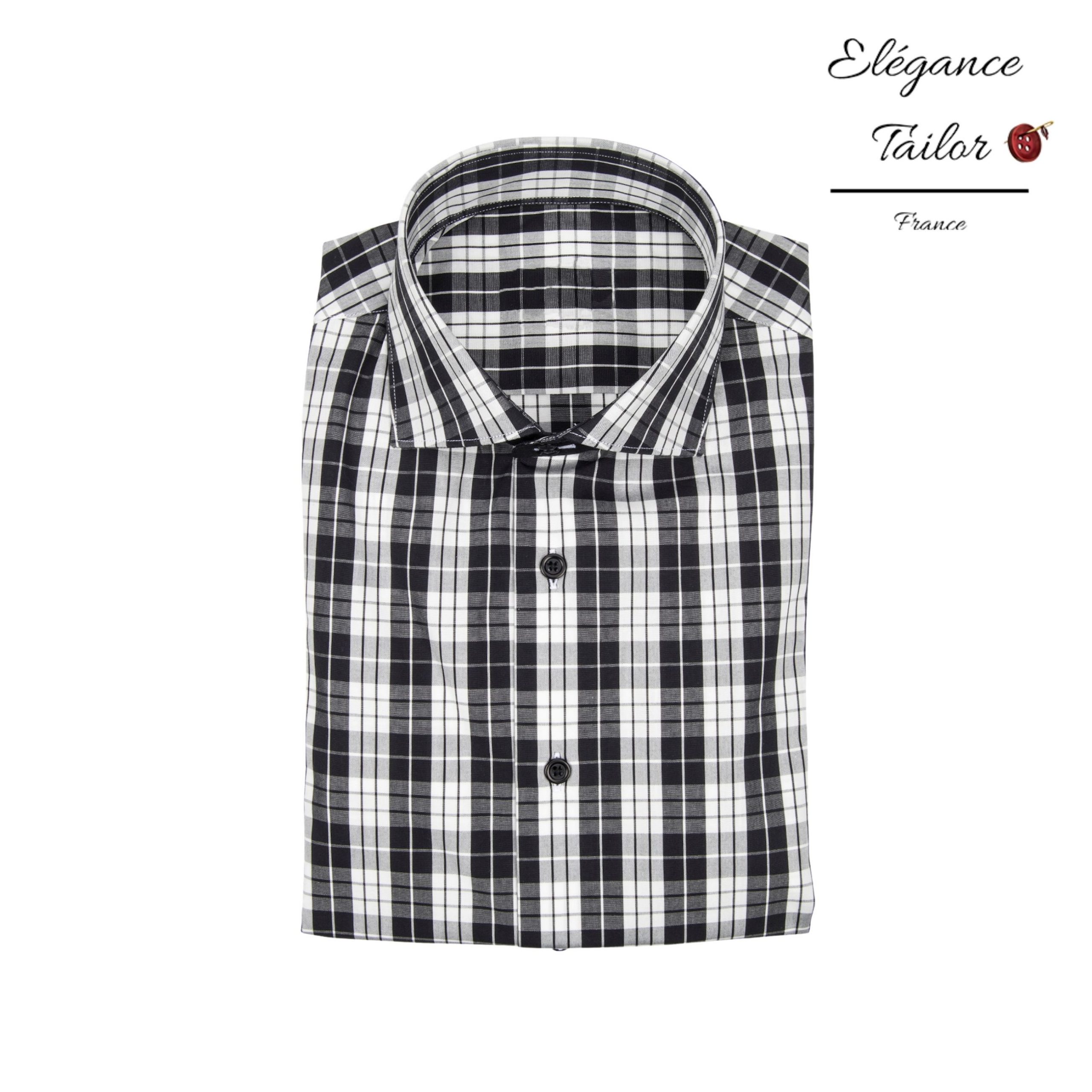 Chemise décontractée noire-blanche à carreaux Modèle 5188