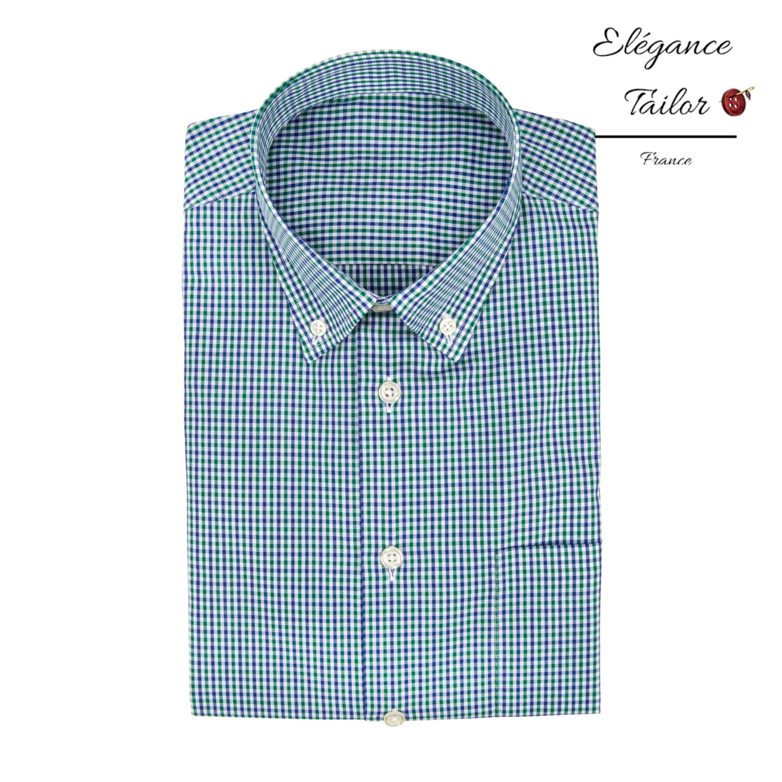 Chemise homme à carreaux azur à col américain Modèle 5079
