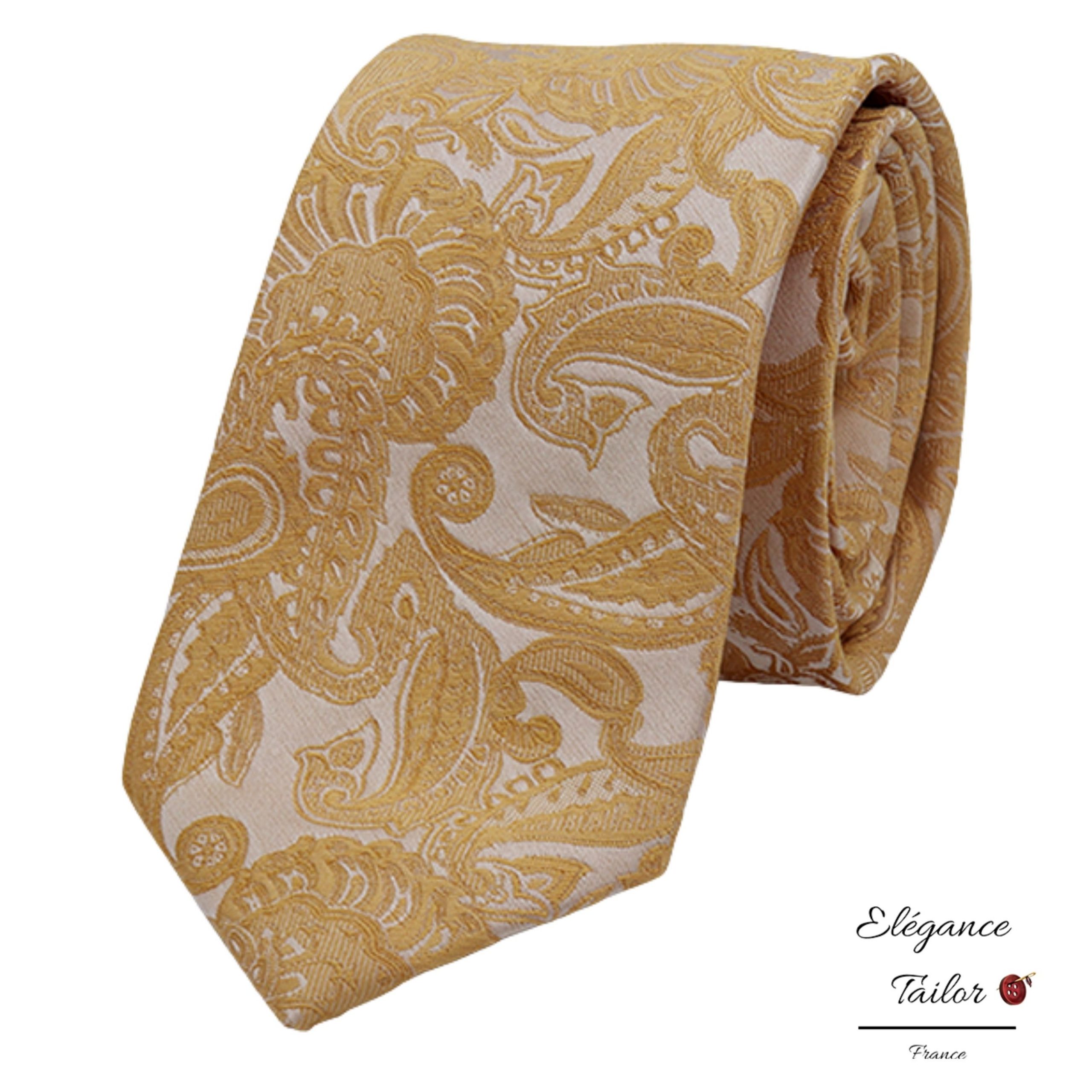 Cravate de Mariage Paisley – Or – Soie