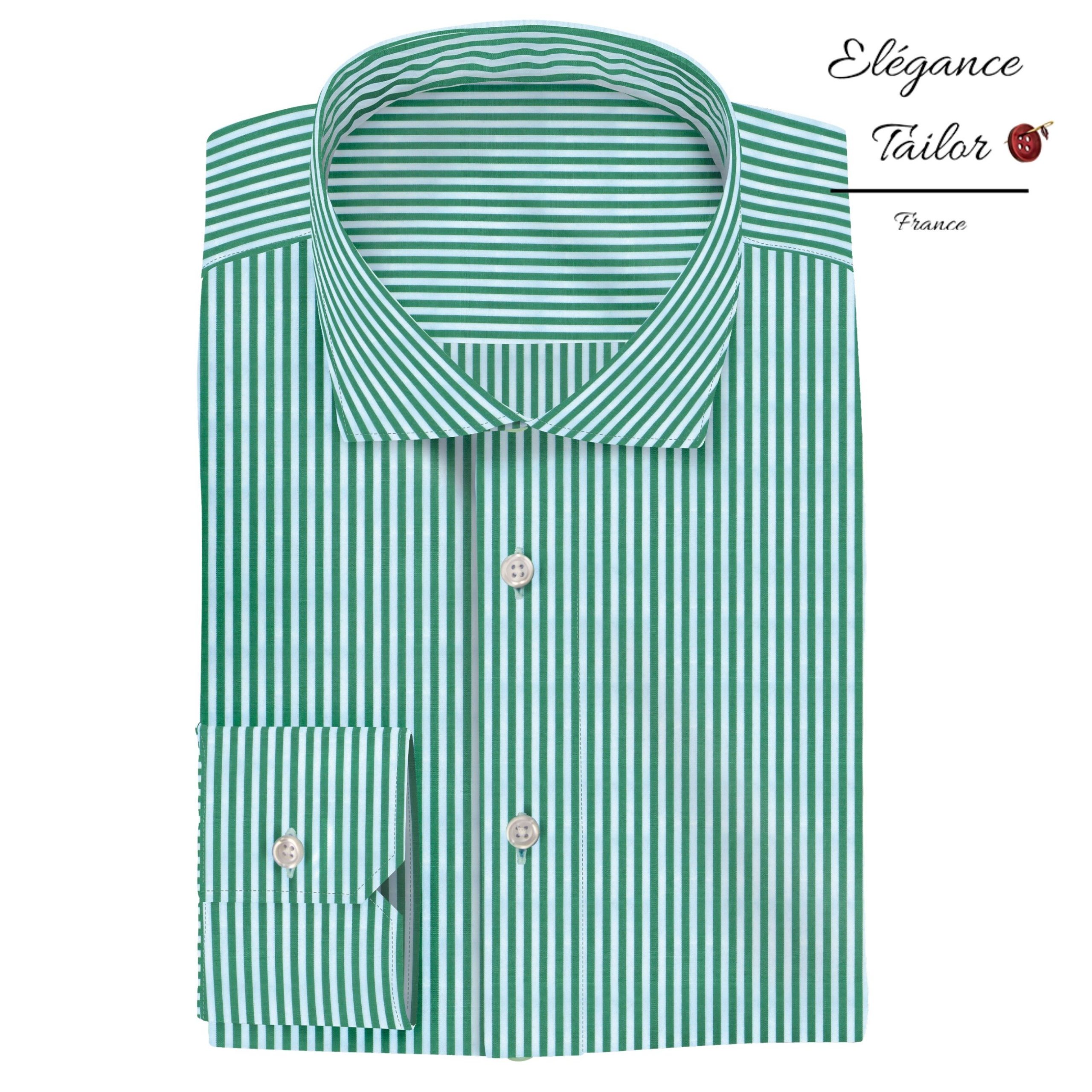 Chemise homme en coton à rayures vertes Pack Premium Modèle 5125