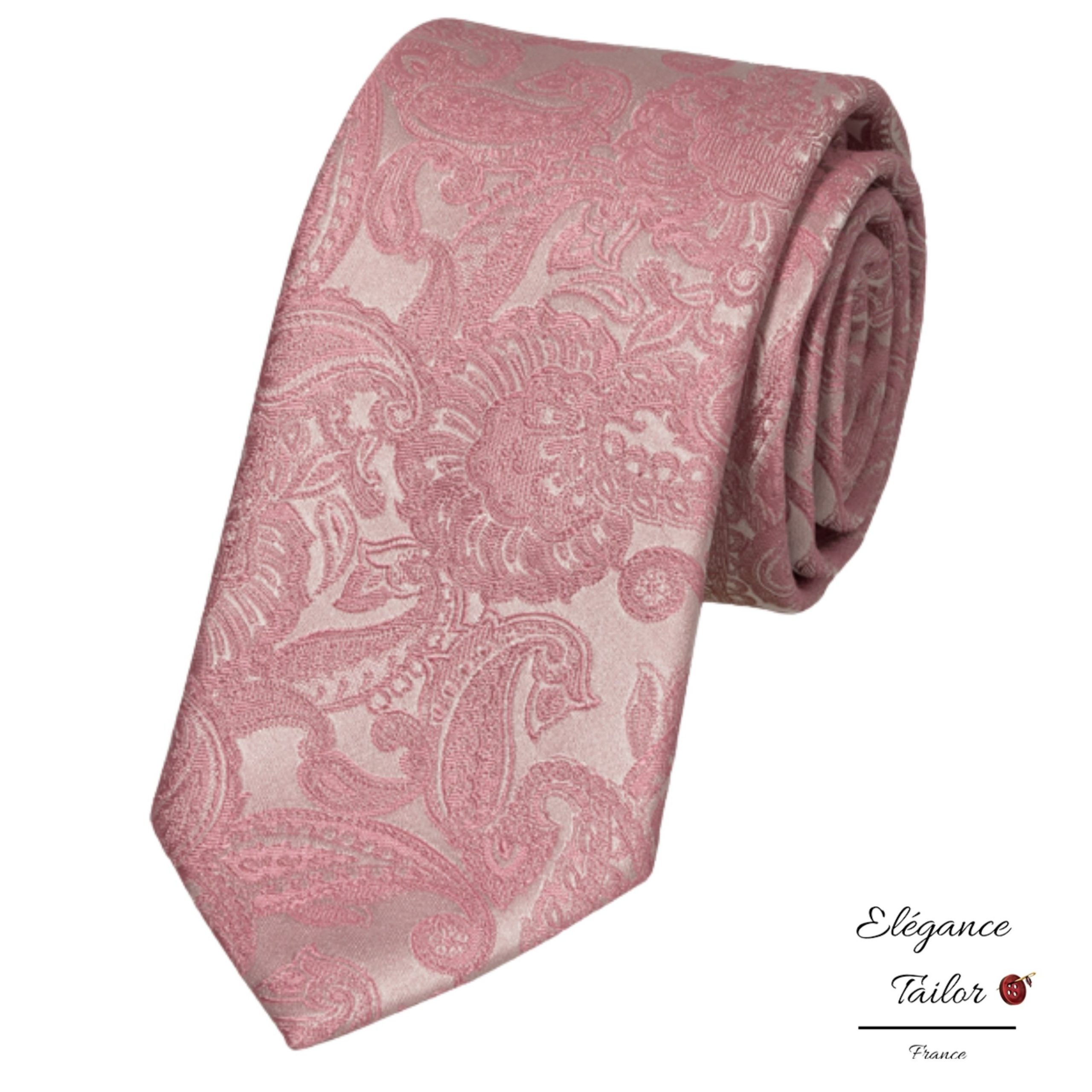 Cravate Paisley Rose Pastel – Soie