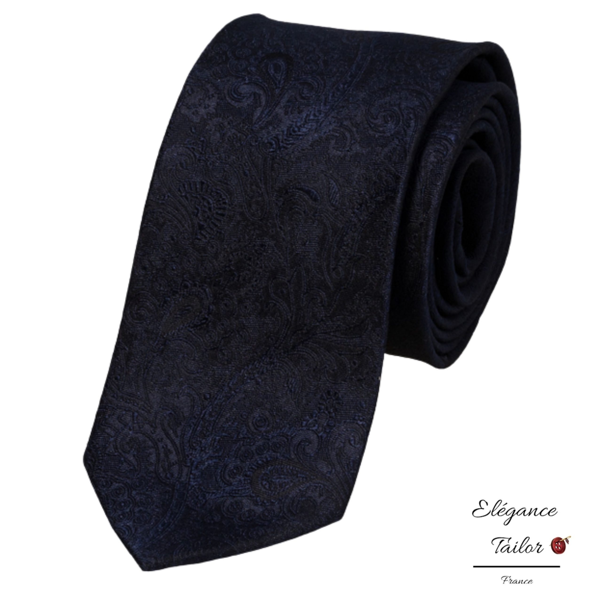 Cravate Paisley Bleu Foncé – Soie