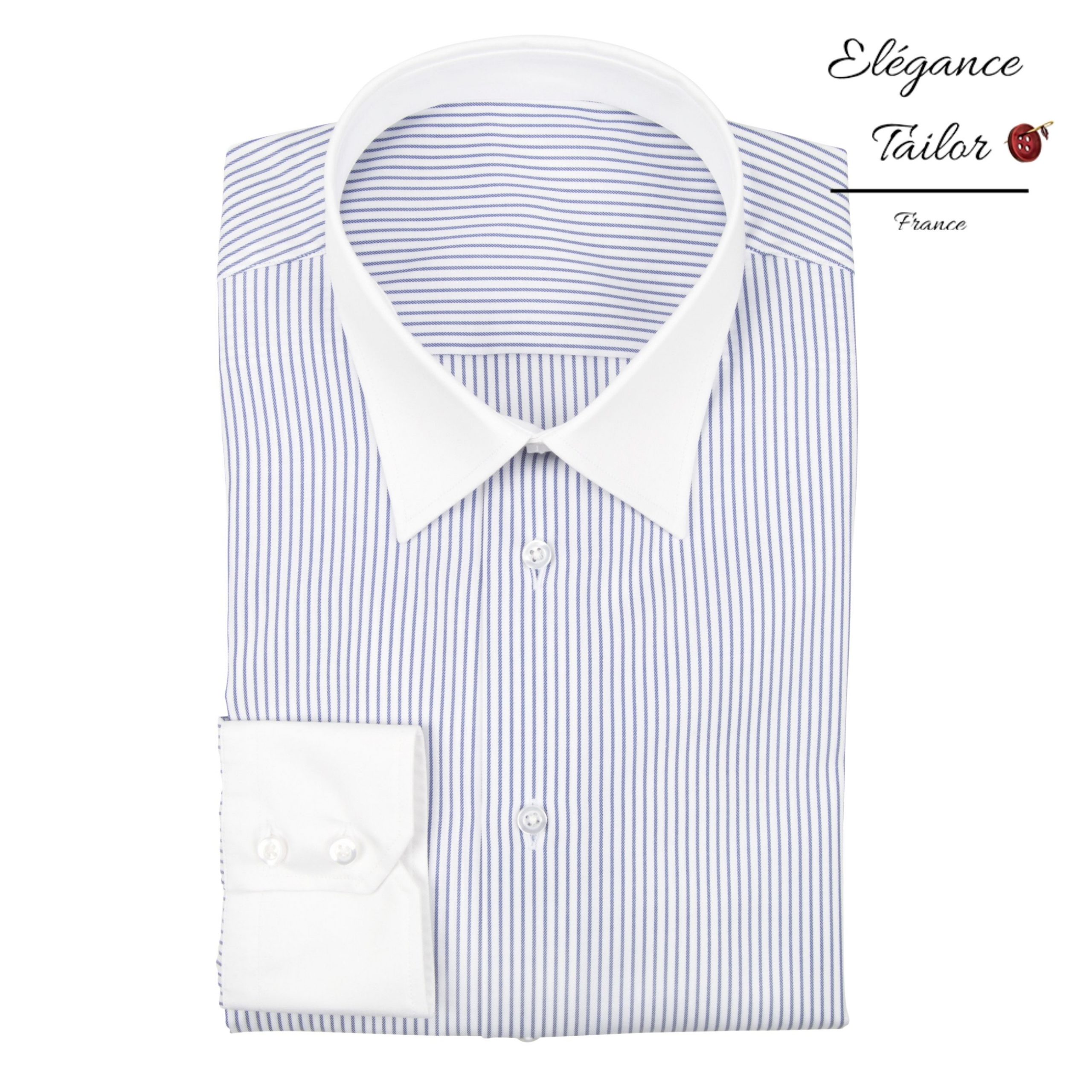 Chemise blanche à rayures fines à col italien Pack Premium Modèle 5120