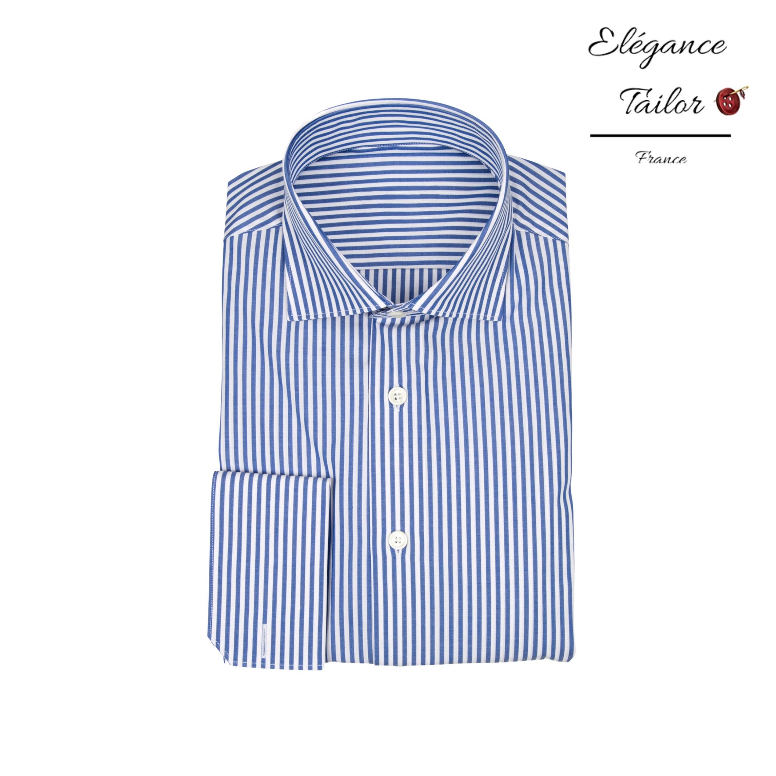 Chemise homme chic à rayures bleues exécutive Model 5187